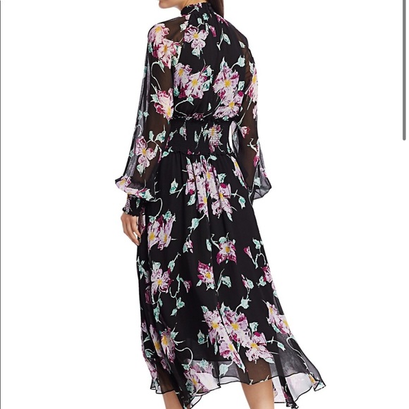 A.L.C. Casey Long Sleeve Silk Floral Midi Dress - Picture 2 of 3